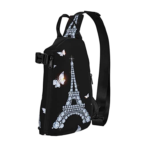 OGNOT Eiffelturm-Bedruckter Sling Crossbody Rucksack Schultertasche Schultertasche für Herren Damen, für Outdoor Walking Reisen, Schwarz, Einheitsgröße von OGNOT