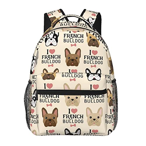 OGNOT I Love French Bulldog Rucksack für Schule, Reiserucksack, leichte Schultasche, College, Laptop-Rucksack für Männer und Frauen, I love French Bulldog, Einheitsgröße von OGNOT