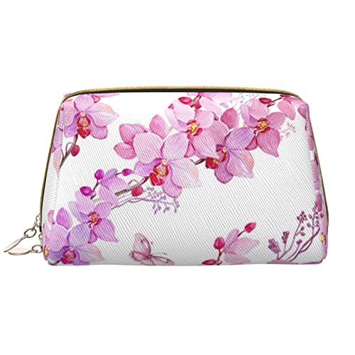 OGNOT Kulturtasche für Damen und Herren, leichte Leder-Make-up-Tasche, Weiß / Violett, Rosa Blumen und Schmetterling, Einheitsgröße von OGNOT