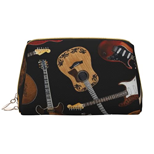 OGNOT Kulturtasche mit Fledermaus-Muster, Reise-Organizer für Männer und Frauen, leichte Leder-Make-up-Tasche, große Kosmetiktasche, Gitarren, Einheitsgröße von OGNOT