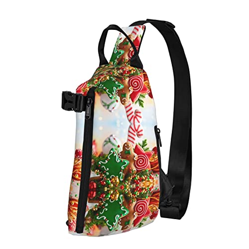 OGNOT Lebkuchenmann-Schultertasche, bedruckt, für Damen und Herren, für Outdoor, Wandern, Reisen, Schwarz, Einheitsgröße von OGNOT