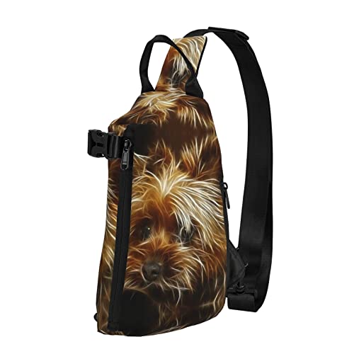 OGNOT Lustiger Yorkie bedruckter Sling Crossbody Rucksack Schultertasche Sling Bag für Männer Frauen Outdoor Walking Reisen, Schwarz, Einheitsgröße von OGNOT