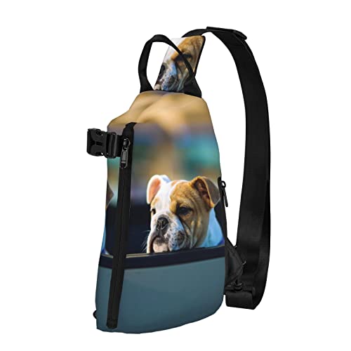 OGNOT Niedliche Bulldogge, bedruckt, Schultertasche, Umhängetasche, Schultertasche für Männer und Frauen, für Outdoor-Spaziergänge, Reisen, Schwarz, Einheitsgröße von OGNOT