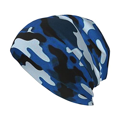 OGNOT Patriotic Stars Strips Independence Day Erwachsene Herren Frauen Slouchy Knit Hat Beanie Mütze, Lose Weich, Für Kaltes Wetter Warm, Cap, blau camouflage, One size von OGNOT