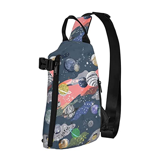 OGNOT Planet bedruckter Sling Crossbody Rucksack Schultertasche Sling Bag für Männer Frauen Outdoor Walking Reisen, Schwarz, Einheitsgröße von OGNOT