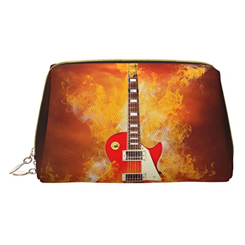 OGNOT Rock Guitar In Burning Kulturbeutel, Reise-Organizer für Männer und Frauen, leichte Leder-Make-up-Tasche, kleine Kosmetiktasche, Rock Guitar In Burning, Einheitsgröße von OGNOT