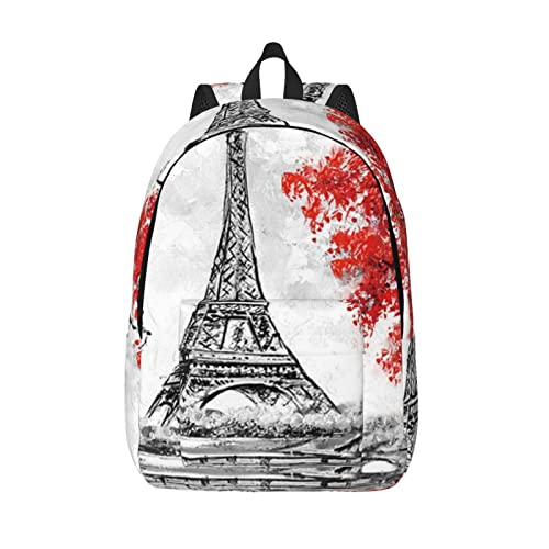 OGNOT Rucksack aus Segeltuch mit Flamingos-Aufdruck, leicht, für Reisen, Freizeit, Studenten, Rucksack, Laptop, Rucksack für Damen und Herren, Paris, M von OGNOT