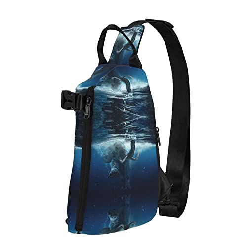 OGNOT Schwimmender afrikanischer Elefanten-bedruckter Schulter-Rucksack, Umhängetasche, Schultertasche für Männer und Frauen, für Outdoor-Wandern, Reisen, Schwarz, Einheitsgröße von OGNOT