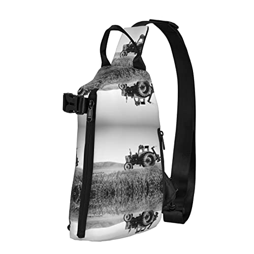 OGNOT Traktor Agriculture Ruhe bedruckter Sling Crossbody Rucksack Schultertasche Sling Tasche für Männer Frauen Outdoor Walking Reisen, Schwarz, Einheitsgröße von OGNOT