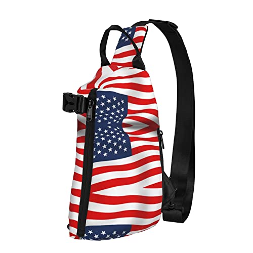 OGNOT Umhängetasche mit amerikanischer Flagge, patriotisch, bedruckt, Schultertasche, Schultertasche für Herren und Damen, für Outdoor, Wandern, Reisen, Schwarz, Einheitsgröße von OGNOT