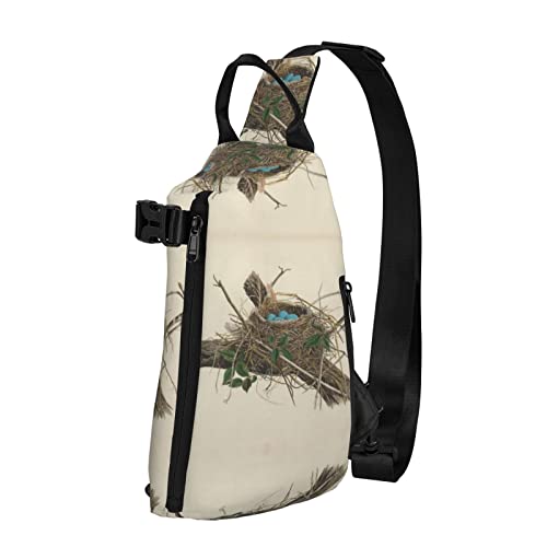 Vogelnest, bedruckt, Schultertasche, Umhängetasche, Schultertasche, für Herren und Damen, für Outdoor, Wandern, Reisen, Schwarz, Einheitsgröße von OGNOT