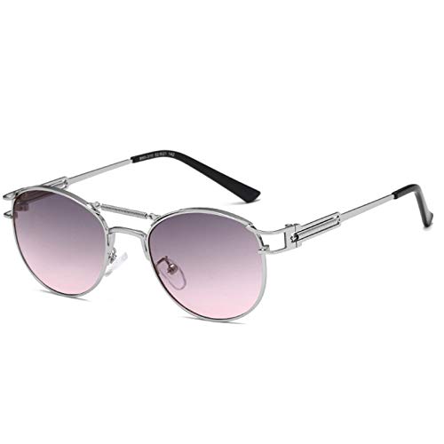 OGOBVCK Classic Oval Sunglass mit Spring Hinge Metal Frame for Men Women (Silver) von OGOBVCK