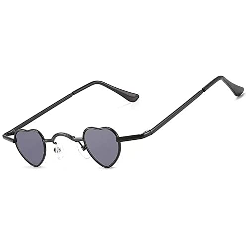 OGOBVCK Kleine Leichte Herz Sonnenbrille Rave Brille Metallrahmenbrille Dekorative Partybrille Strandbrille für Männer Frauen (Black) von OGOBVCK