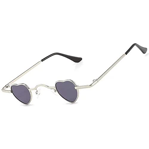 OGOBVCK Kleine Leichte Herz Sonnenbrille Rave Brille Metallrahmenbrille Dekorative Partybrille Strandbrille für Männer Frauen (BlackSilver) von OGOBVCK