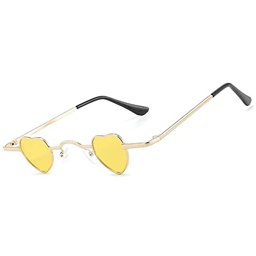 OGOBVCK Kleine Leichte Herz Sonnenbrille Rave Brille Metallrahmenbrille Dekorative Partybrille Strandbrille für Männer Frauen (YellowGold) von OGOBVCK