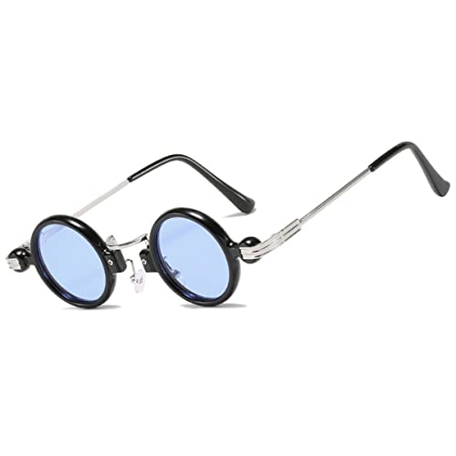 OGOBVCK Sonnenbrille Kleine Gläser Rund Ultra-Small Frame Hippie brillen Herren UV400 Coole Partybrille (Blue) von OGOBVCK