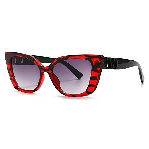 OGOBVCK Vintage Rechteckige Sonnenbrille für Damen Mode Sonnenbrillen Rechteckig Retro Schmale Brille mit UV400 Schutz Sunglasses (RedBlack) von OGOBVCK