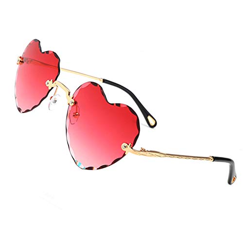 OGOBVCK herzförmige sonnenbrille mode Rahmenlos sonnenbrillen herz effekt farbenfrohe farbverlauf brille frauen Hippie Gläser Brille perfekt für Outdoor Aktivitäten oder Party (Pink) von OGOBVCK