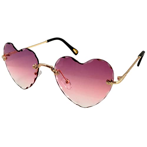 OGOBVCK herzförmige sonnenbrille mode Rahmenlos sonnenbrillen herz effekt farbenfrohe brille frauen Hippie Gläser Brille perfekt für Outdoor Aktivitäten oder Party (PinkGrey) von OGOBVCK