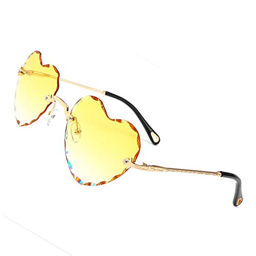 OGOBVCK herzförmige sonnenbrille mode Rahmenlos sonnenbrillen herz effekt farbenfrohe brille frauen Hippie Gläser Brille perfekt für Outdoor Aktivitäten oder Party (Yellow) von OGOBVCK