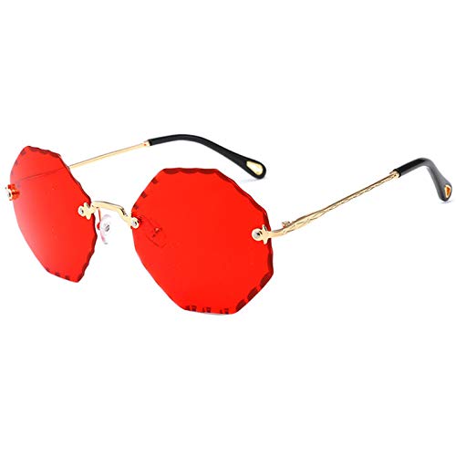 OGOBVCK polygon rahmenlose sonnenbrille womens mens fashion rimless überdimensionalen sonnenbrille (Red) von OGOBVCK