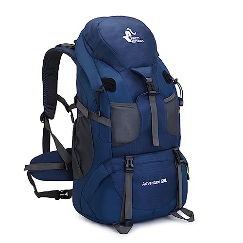 OGOUGUAN Wanderrucksack, leicht, wasserdicht, 50 l, Tagesrucksack für Outdoor-Sport, Reisetasche für Klettern, Camping, Tourismus, Marineblau - mit Fach A von OGOUGUAN