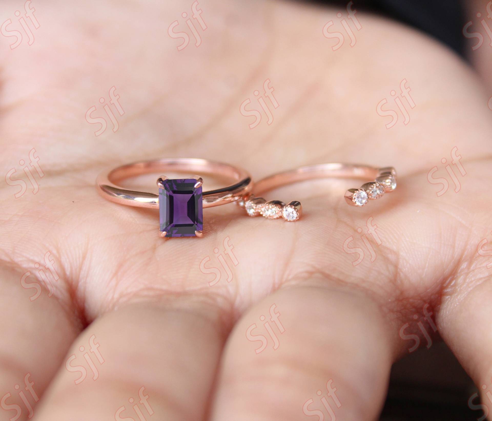 1.35Ct Aaa Amethyst Solitär Ring Verlobungsringe Set Geschenk Für Frau Ring Vorschlag von OGofJewelry