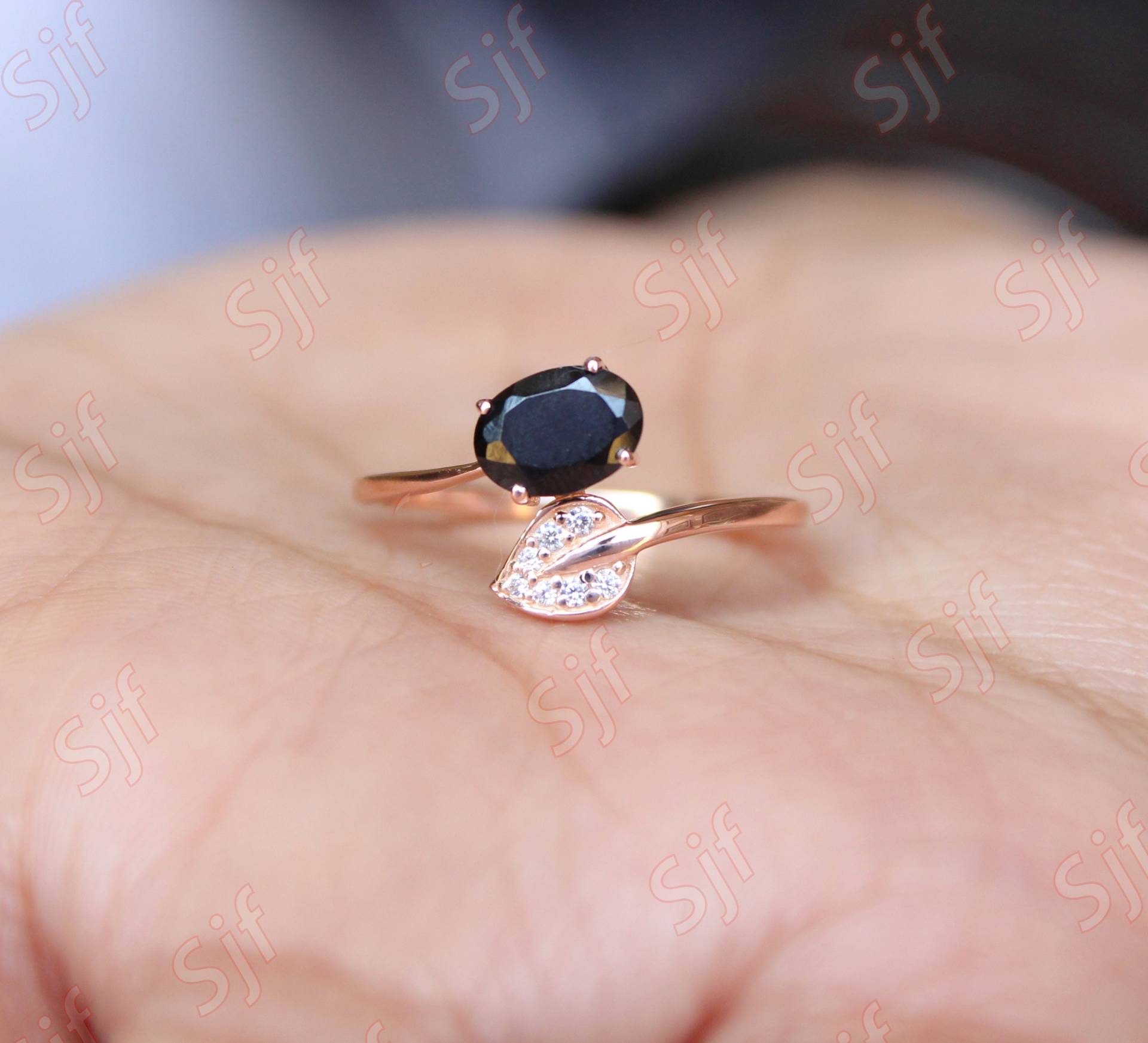 1.60 Ct Facettiert Aaa Schwarzer Onyx Edelstein & Diamant Ring Geschenk Für Frau Schwarz Natur Weiß Massivgold von OGofJewelry