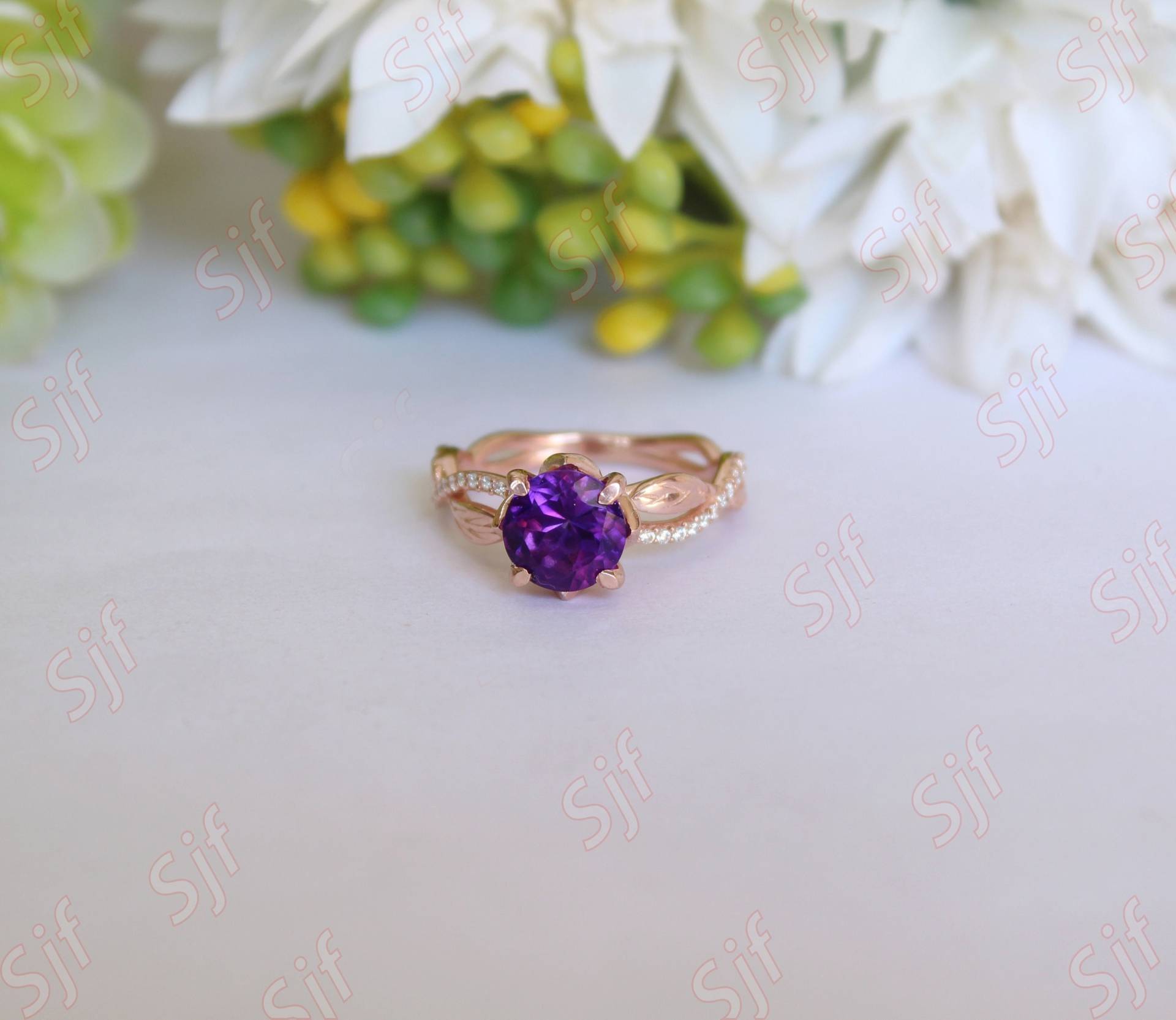 2.10 Ct Aaa Amethyst Solitär Ring Verlobungsring Geschenk Für Frau Vorschlag Frau, Gold Schmuck Mit Diamant von OGofJewelry