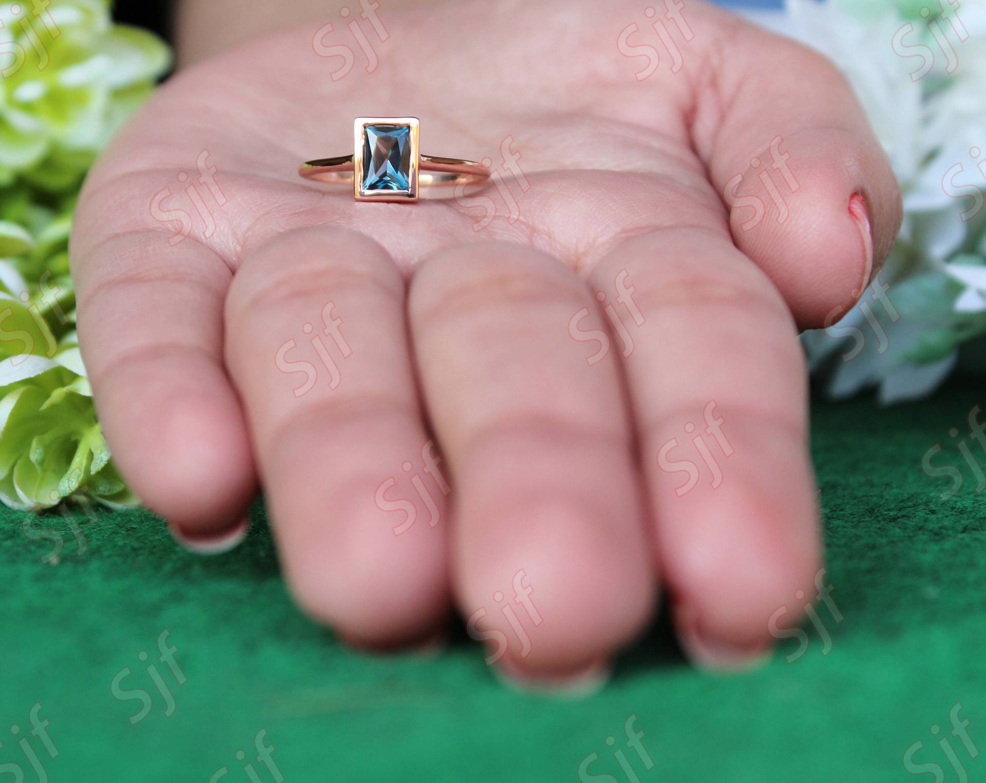 Baguette 7x5mm London Blue Topaz Verlobungsring, Goldring Für Hochzeitsgeschenk, Gold Solitär Damen Ring Valentinstag Geschenk Baguette 7x5mm London Blue Topaz Verlobungsring, Goldring Für Hochzeitsgeschenk, Gold Solitär Damen Ring Valentinstag Geschenk von OGofJewelry