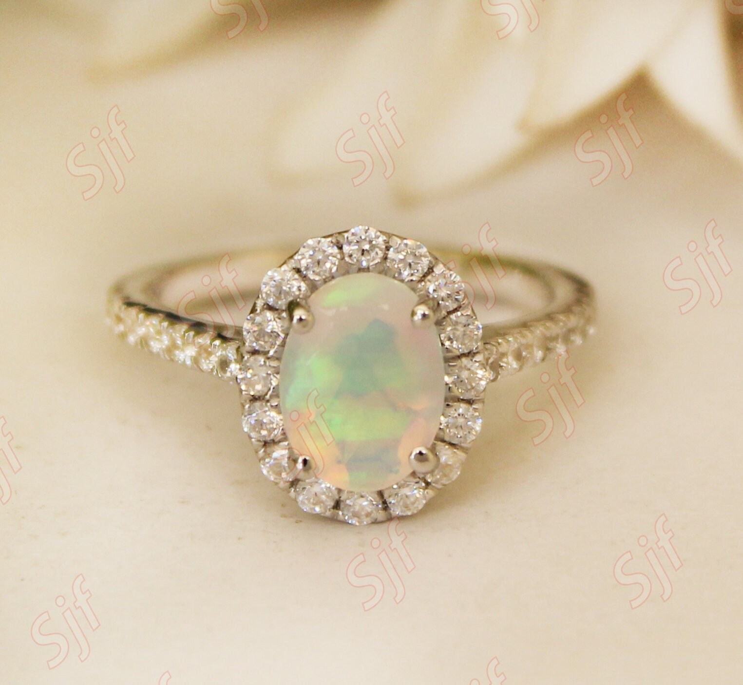 Vintage Natürliche Opal Hochzeit Für Braut, 14K Massive Gold Verlobung Sie, Oktober Geburtsstein Frau, Ring, Geschenk Mama, Liebe von OGofJewelry