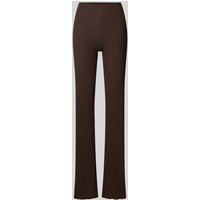 OH APRIL Flared Stoffhose mit elastischem Bund Modell 'Lyle' in Dunkelbraun, Größe XS von OH APRIL