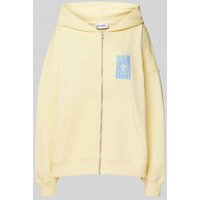 OH APRIL Oversized Sweatjacke mit Label-Print in Hellgelb, Größe XL von OH APRIL