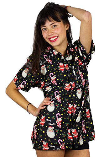 OH Hawaiihemd Hawaiibluse Weihnachten, Candycane Santa, schwarz, XXL OH Hawaiihemd Hawaiibluse Weihnachten, Candycane Santa, schwarz, XXL von OH