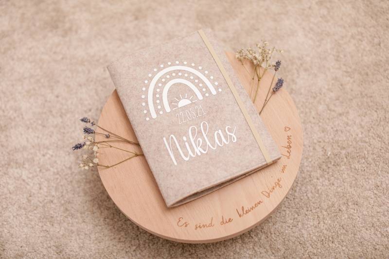 Personalisierte Kinder U-Heft-Hülle Aus Filz/Untersuchungsheft Mit Geburtsdatum Geschenk Zur Geburt von OHANAnMe