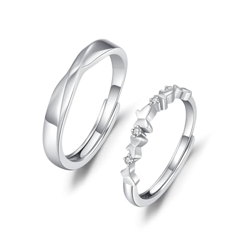 OHAYOO Schmetterlings Paarringe 925 Sterling Silber 2 Stück Schmetterling Ringe Paar für Damen Männer Schmetterling Schmuck Geschenke für Damen von OHAYOO