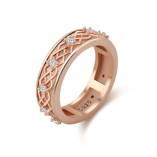 Anti-Angst Spinner Ringe 925 Sterling Silber keltisch Roller Ring Fidget Band Ring für Stress Drehbarer Schmuck für Damen (Ringe #1) von OHAYOO