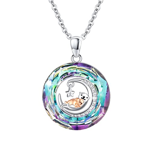 OHAYOO Kristalle Kette 925 Sterling Silber Bär Kristalle Halskette Eisbär Tier Anhänger Kristall Schmuck Geschenke für Frauen Mädchen Damen von OHAYOO