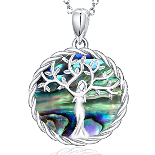 Baum Des Lebens Halskette 925 Sterling Silber Lebensbaum Kette Schutzengel Kette Abalone Muschel Halskette Lebensbaum Anhänger Halskette Geschenke für Mama Tochter Oma von OHAYOO