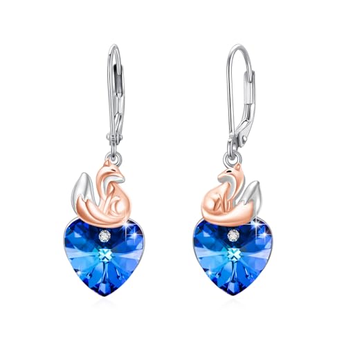 Fuchs Ohrringe 925 Sterling Silber Kristall Tier Fuchs Ohrringe Mädchen Creolen Ohrring Fuchs Schmuck Valentinstag Geschenke für Damen Tochter von OHAYOO