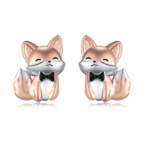 Fuchs Ohrringe 925 Sterling Silber für Mädchen - Klein Kinder Ohrstecker Tier Schmuck - Geschenke für Kinder Damen von OHAYOO