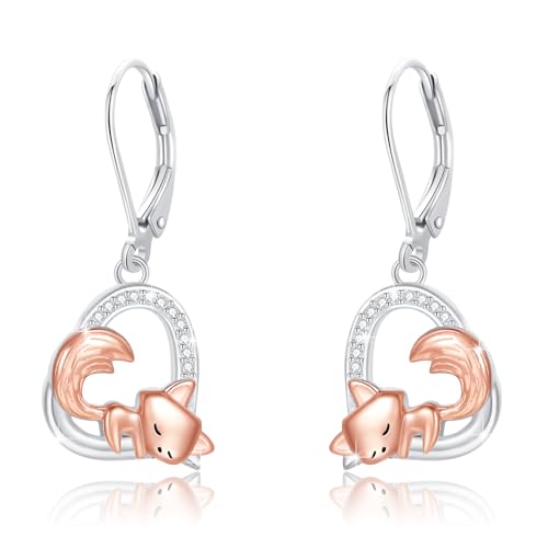 Fuchs Ohrringe für Mädchen 925 Sterling Silber Fuchs Liebe Anhänger Ohrringe Mädchen Creolen Kinder Ohrringe Mädchen Tier Ohrringe Fuchs Schmuck Geschenke für Tochter Kinder von OHAYOO
