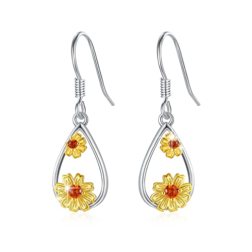 Gänseblümchen Blumen Tropfen Haken Ohrringe 925 Sterlingsilber Gänseblümchen Ohrhänger Ohrringe für Frauen Blumen Ohrringe Geschenk für ihre Freunde von OHAYOO