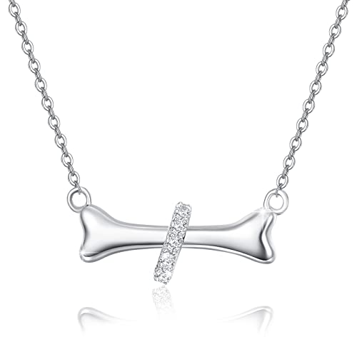 OHAYOO Hund Halskette 925 Sterling Silber Kette Hund Hundeknochen Gedenkkette Hund Schmuck Geschenke für Damen Frauen Mädchen von OHAYOO