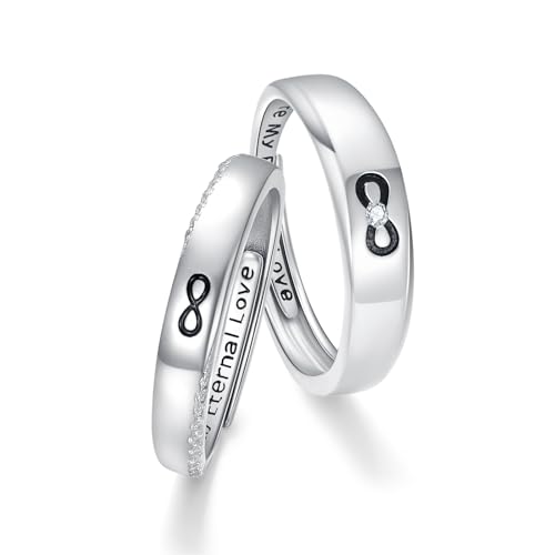 Infinity Ring 925 Sterling Silber Unendlichkeit Ringe für Damen Versprechen Ring Verstellbar Paar Ringe Valentinstags Geschenke für Freundin Freund Ehefrau von OHAYOO
