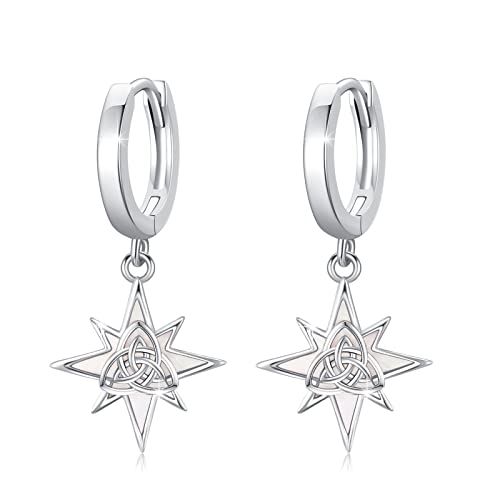 Keltische Knoten Ohrringe Damen Silber 925 Octagonal Star Ohrringe Shell Acht Sterne Keltische Knoten Schmuck Geburtstag Geschenke für Damen Frauen Mädchen von OHAYOO
