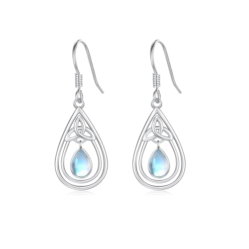 OHAYOO Mondstein Ohrringe Damen 925 Sterling Silber Keltische Ohrringe mit Mondstein Tropfen Ohrringe Keltischer Schmuck Geschenke für Damen von OHAYOO