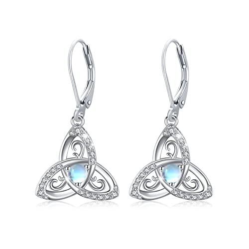 Keltische Knoten Ohrringe 925 Sterling Silber Mondstein Tropfen Ohrringe Irische Keltische Tropfen Ohrringe Keltischer Schmuck Damen für Frauen Mädchen von OHAYOO