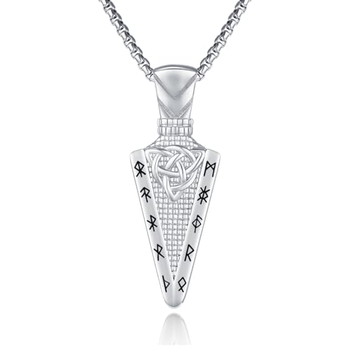 OHAYOO Keltischer Knoten Pfeil Kette für Herren 925 Silber Schwarzgold/Dunkle Oxidation/Gold Wikinger Halskette Pfeil Amulett Anhänger Personalisierter Schmuck Geburtstag Geschenk für Herren von OHAYOO