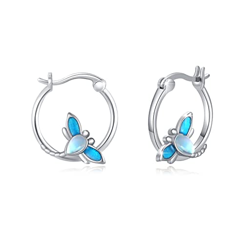 Mondstein Libelle Ohrringe Für Damen 925 Sterling Silber Mondstein Ohrringe Libelle Ohrringe Creolen Tier Mondstein Schmuck Geschenke Für Mädchen Damen Kinder von OHAYOO